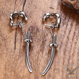 Samurai Sword Stainless Steel Stud Earrings
