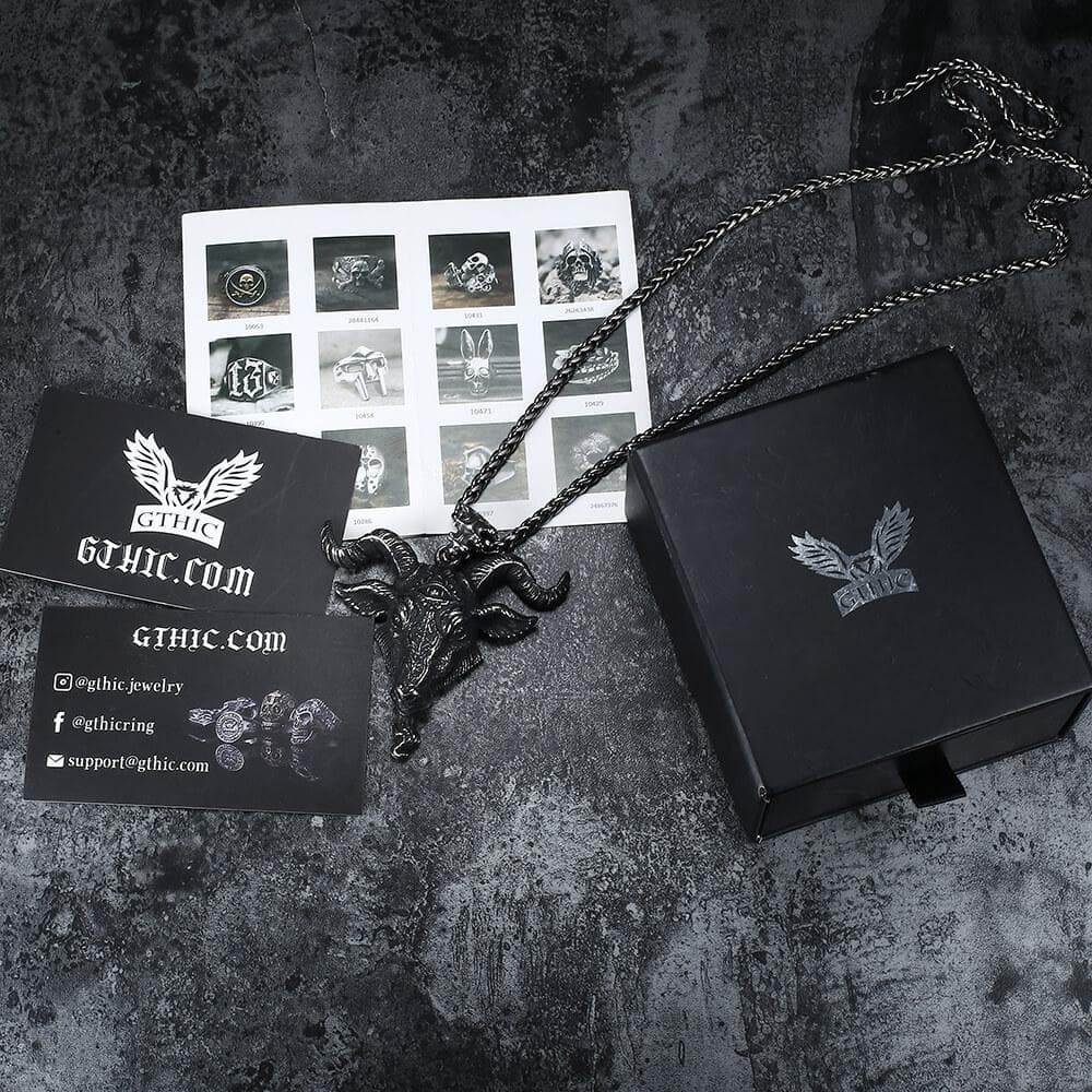 Colgante de acero inoxidable con forma de cabra satánica y diablo