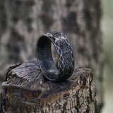 Scaled Pattern Runes Stainless Steel Viking Ring