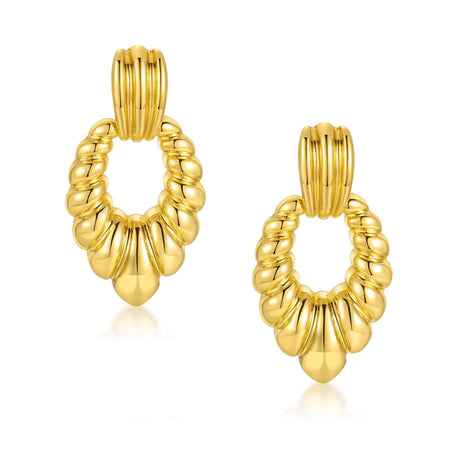 Gold Drop Earrings Gold Leaf Earrings Long Gold Dangle Earrings Gold Chunky Earrings for Women Gold Statement Earrings Big Bold Earrings Large Earrings - Lootquake