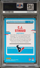 Tarjeta de fútbol RC de novato Panini Donruss Optic CJ Stroud n.° 244, calificada en 2023, PSA 10 Gem Mint