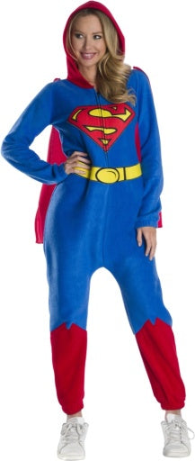 Adults DC Universe One-Piece Onesie Hooded Superman Comfy Wear Jumpsuit Costume