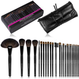 Studio Quality Total Pro Cosmetic Brush Set with Leather Pouch, 24 Count