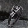 Silver Snake Stainless Steel Leather Bracelet