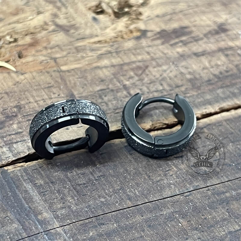 Simple Black Stainless Steel Huggie Earrings