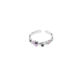 Simple Colorful Zircon Brass Open Ring