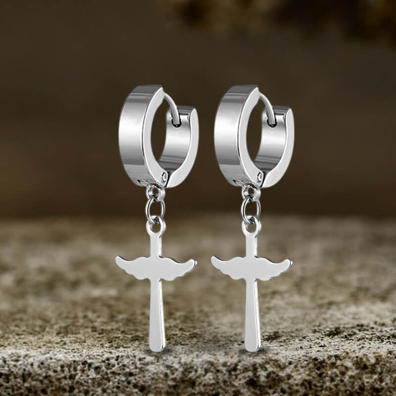 Simple Cross Design Stainless Steel Earrings