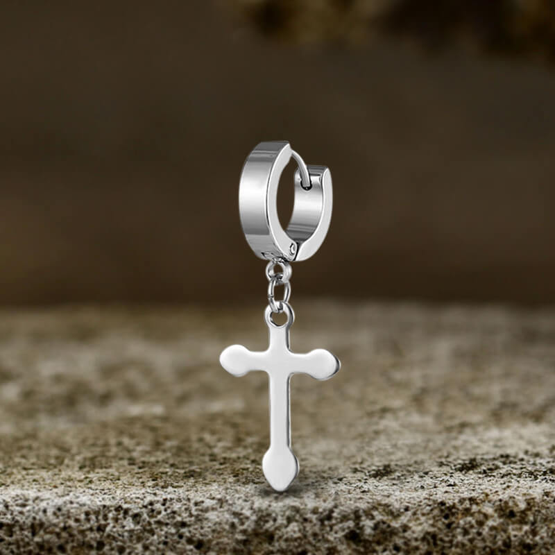 Simple Cross Design Stainless Steel Earrings