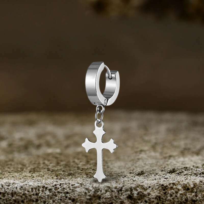 Simple Cross Design Stainless Steel Earrings