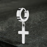 Simple Cross Stainless Steel Hoop Earrings