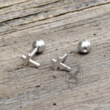 Simple Cross Sterling Silver Screw Back Earrings