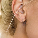 Simple Cross Sterling Silver Screw Back Earrings