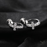 Simple Cross Zircon Brass Stud Earrings