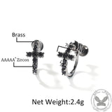 Simple Cross Zircon Brass Stud Earrings