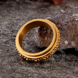 Simple Daisy Pattern Stainless Steel Spinner Ring