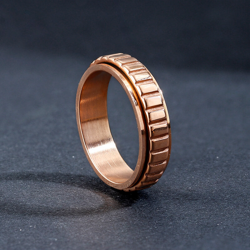 Simple Gear Stainless Steel Spinner Ring