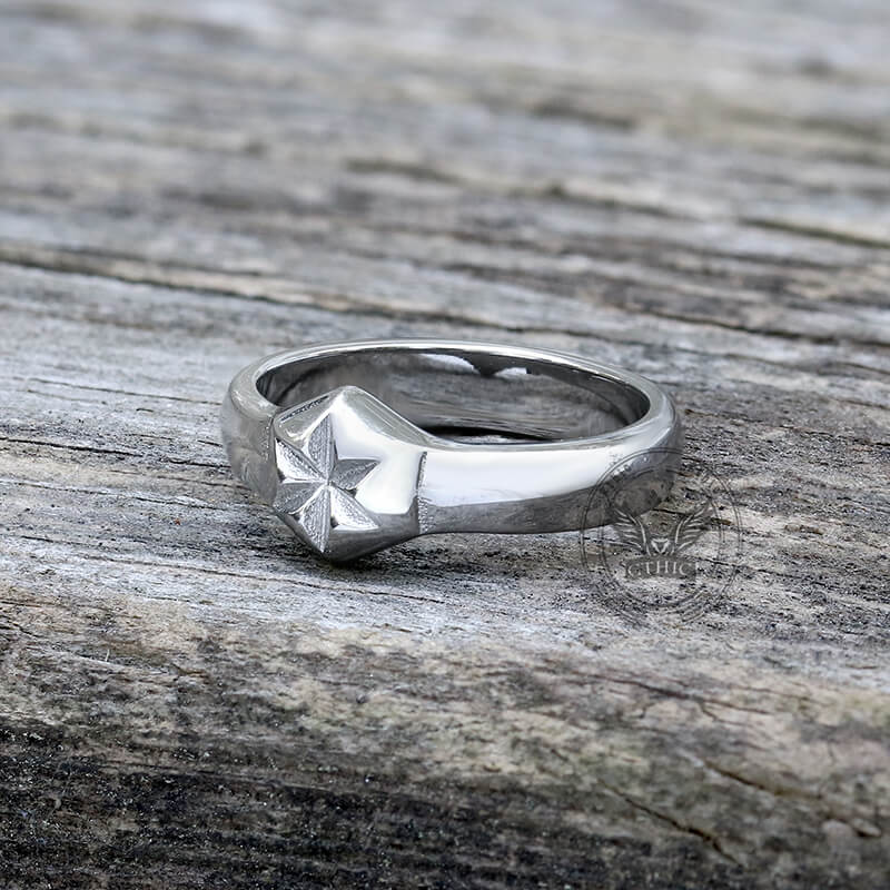 Simple Hexagon Flower Stainless Steel Ring