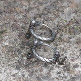 Simple Lines Stainless Steel Cross Hoop Earrings