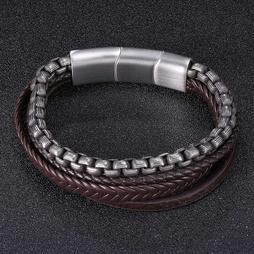Simple Multi-layer Braided Stainless Steel Bracelet