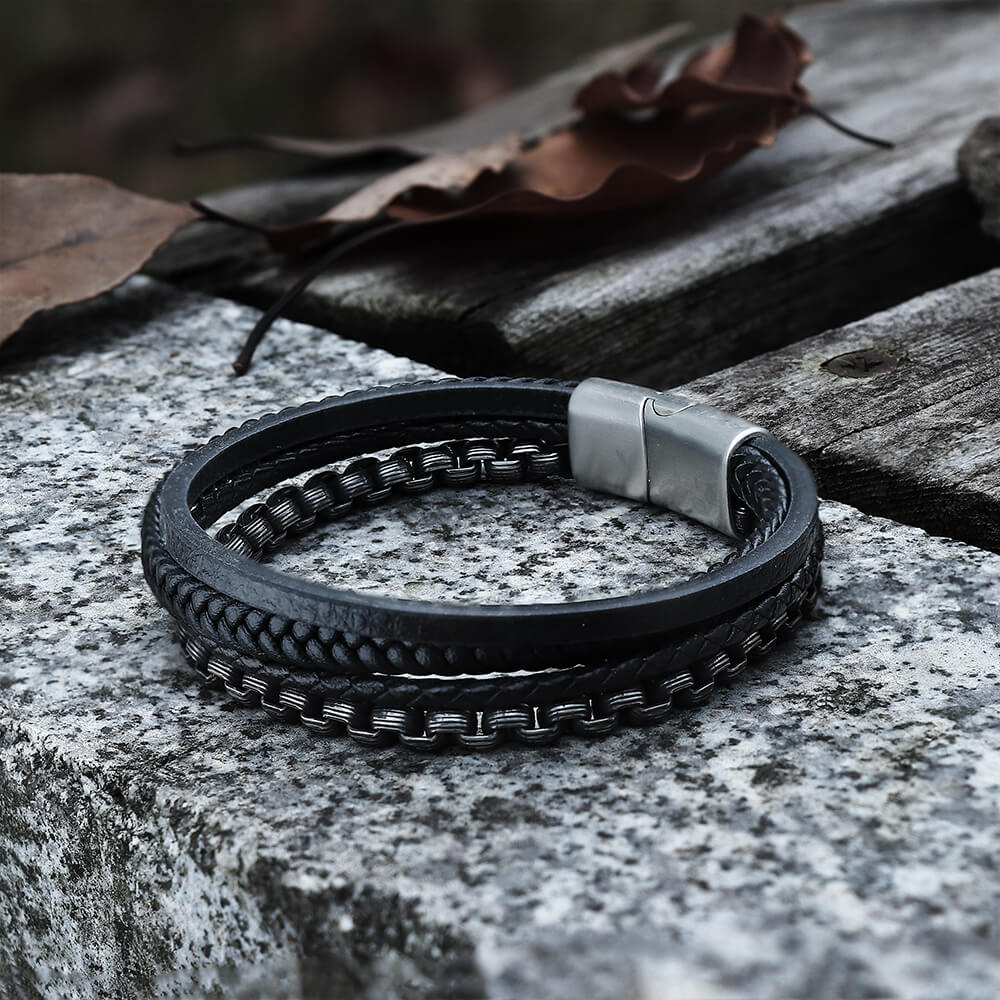 Simple Multi-layer Braided Stainless Steel Bracelet