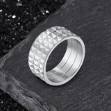 Simple Rhombus Pattern Stainless Steel Band Ring