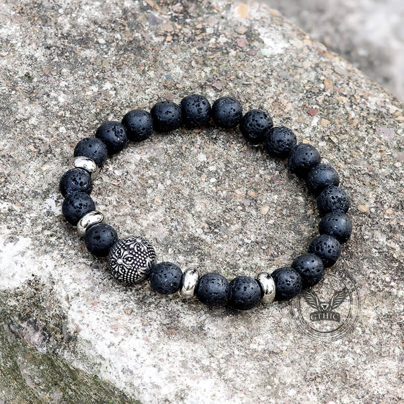 Simple Skull Volcanic Rock Stainless Steel Bracelet