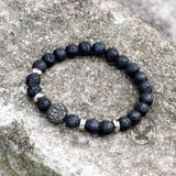 Simple Skull Volcanic Rock Stainless Steel Bracelet