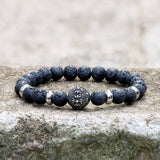 Simple Skull Volcanic Rock Stainless Steel Bracelet