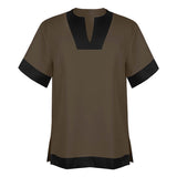 Simple Solid Color Slit Medieval Shirt