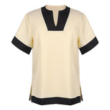Simple Solid Color Slit Medieval Shirt