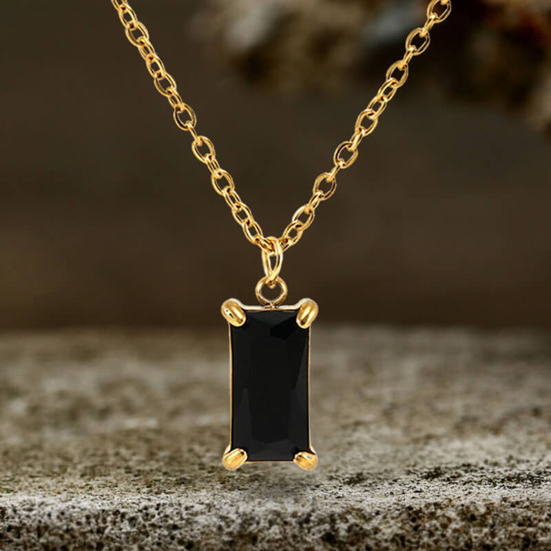 Simple Square Zircon Stainless Steel Necklace