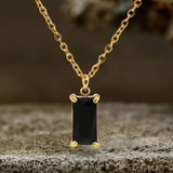 Simple Square Zircon Stainless Steel Necklace