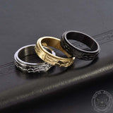 Simple Stone Texture Stainless Steel Spinner Ring