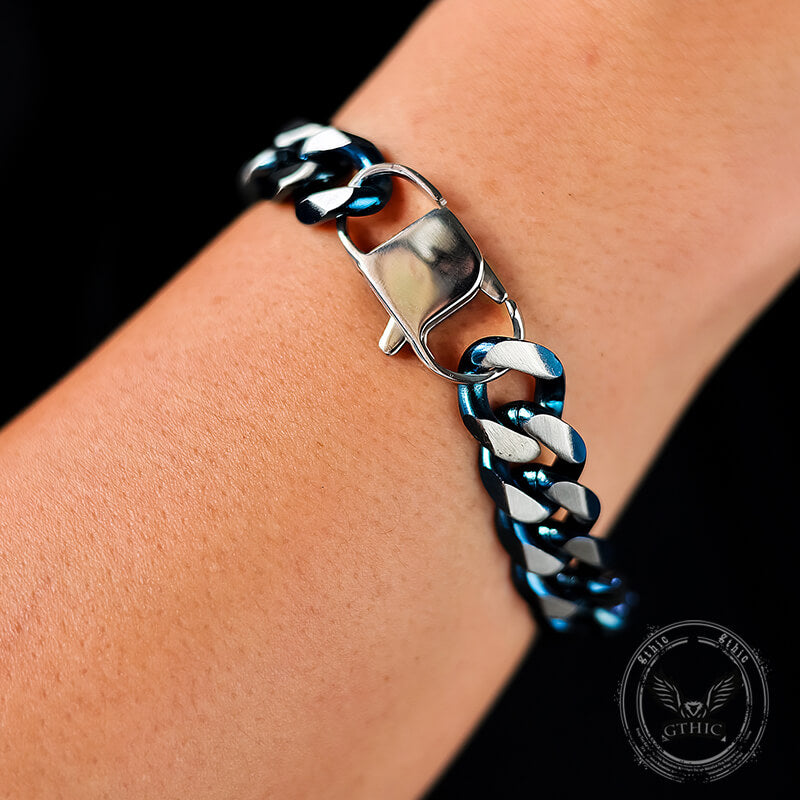 Pulsera sencilla de acero inoxidable con eslabones cubanos de dos tonos