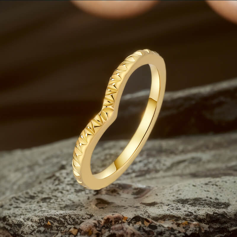 Simple V Shaped Curved Stainless Steel Ring