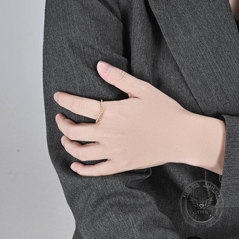 Simple V Shaped Curved Stainless Steel Ring