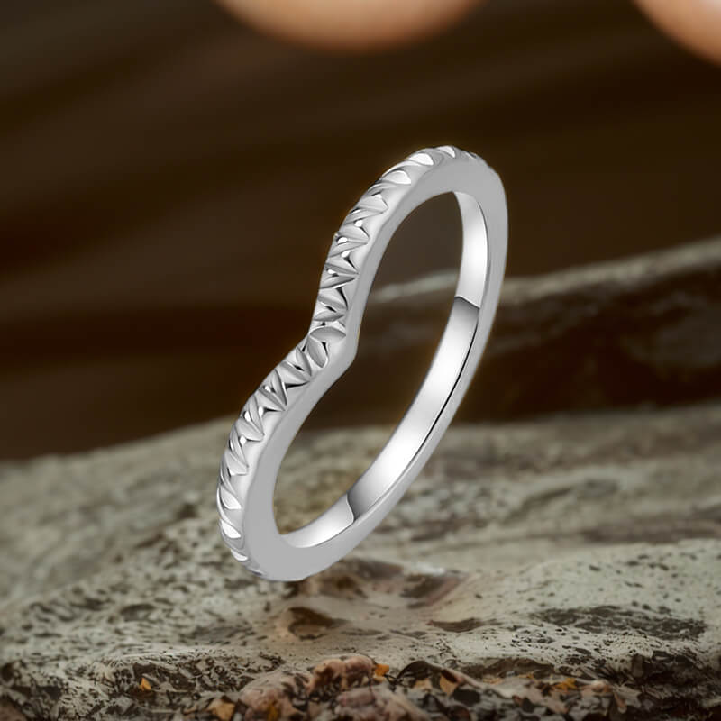 Simple V Shaped Curved Stainless Steel Ring