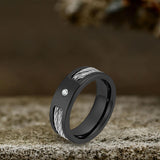 Simple Wire Rope Design Zircon Stainless Steel Ring