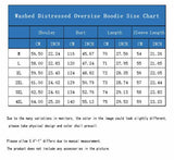 Washed Distressed English Letter Hoodie Sweatshirt T-shirt