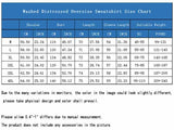 Washed Distressed English Letter Hoodie Sweatshirt T-shirt