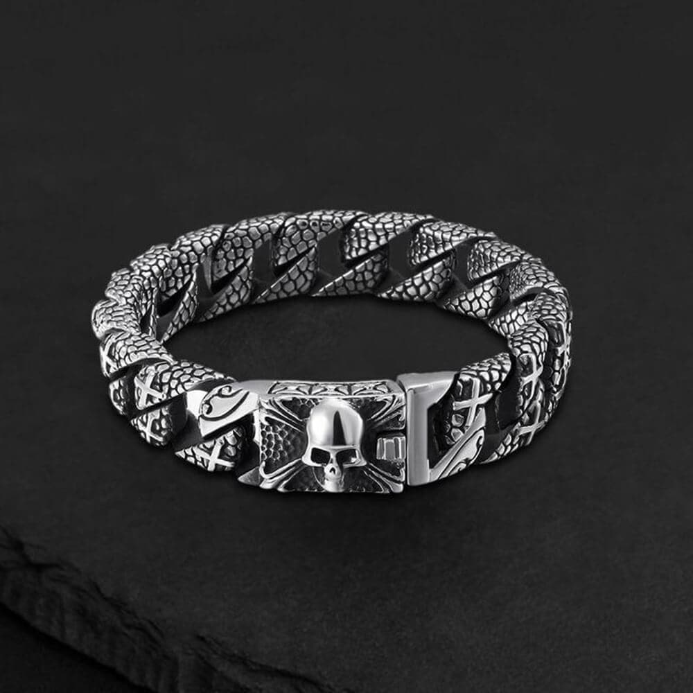 Skull and Cross Stainless Steel Bracelet