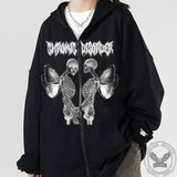 Skull Butterfly Polyester Hoodie Coat