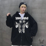 Skull Butterfly Polyester Hoodie Coat