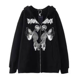 Skull Butterfly Polyester Hoodie Coat