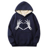 Skull Hand Love Heart Warm Fleece Sherpa Lined Hoodie