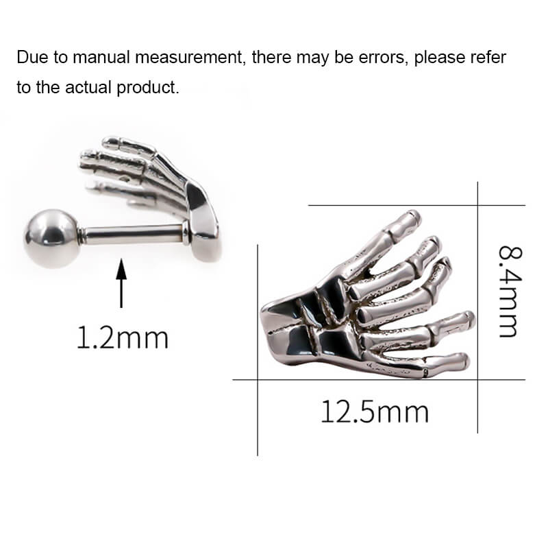 Skull Hand Stainless Steel Piercing Earrings