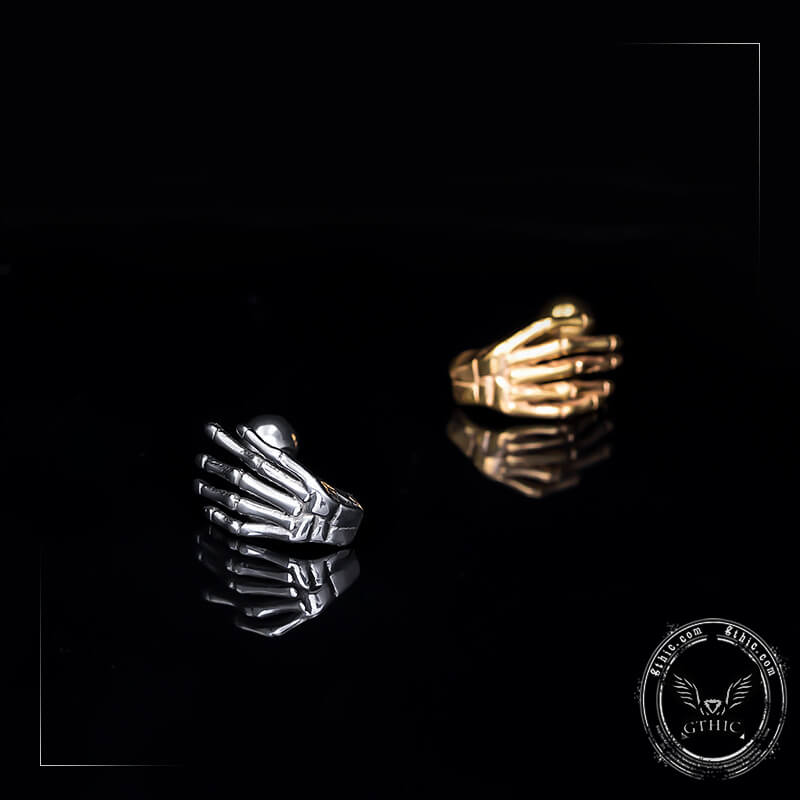 Skull Hand Stainless Steel Piercing Earrings