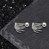 Skull Hand Stainless Steel Piercing Earrings