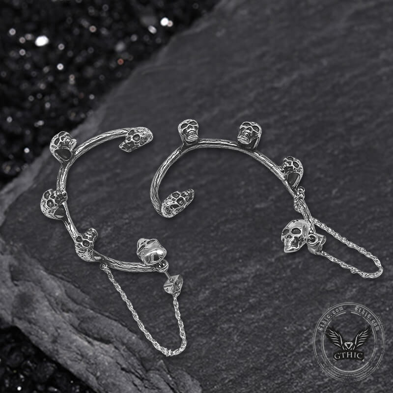 Pendientes de cadena de acero inoxidable con forma de calavera