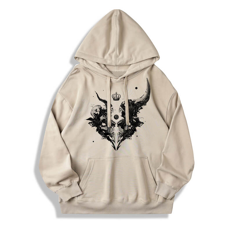 Skull Horns Baphomet Cotton Pullover Hoodie